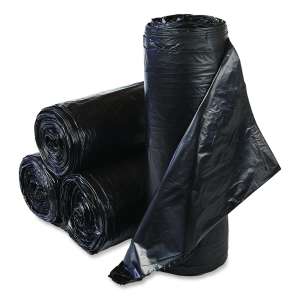 Inteplast,  LLDPE Interleaved Liner, 33 gal Capacity, 33 in Wide, 39 in High, 0.45 Mils Thick, Black