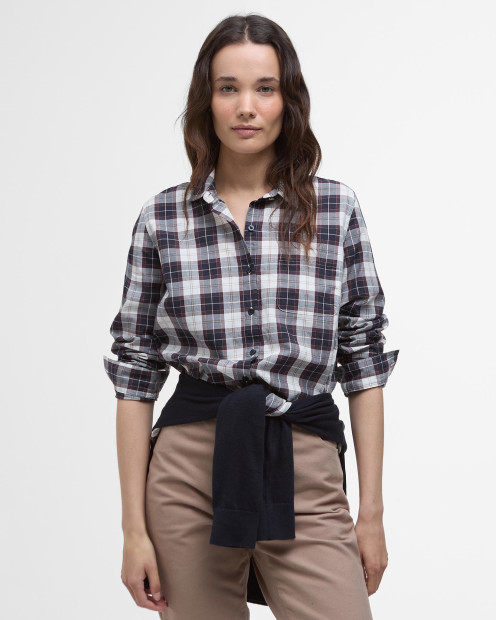Edda Tailored Long-Sleeved Shirt Gardenia Tartan
