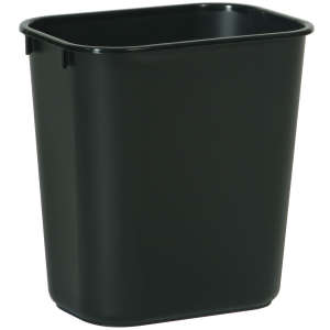 Rubbermaid Commercial, 3.40625gal, Resin, Black, Rectangle, Receptacle