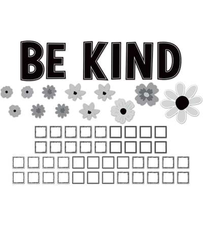 Black and White Floral Be Kind Bulletin Board Set