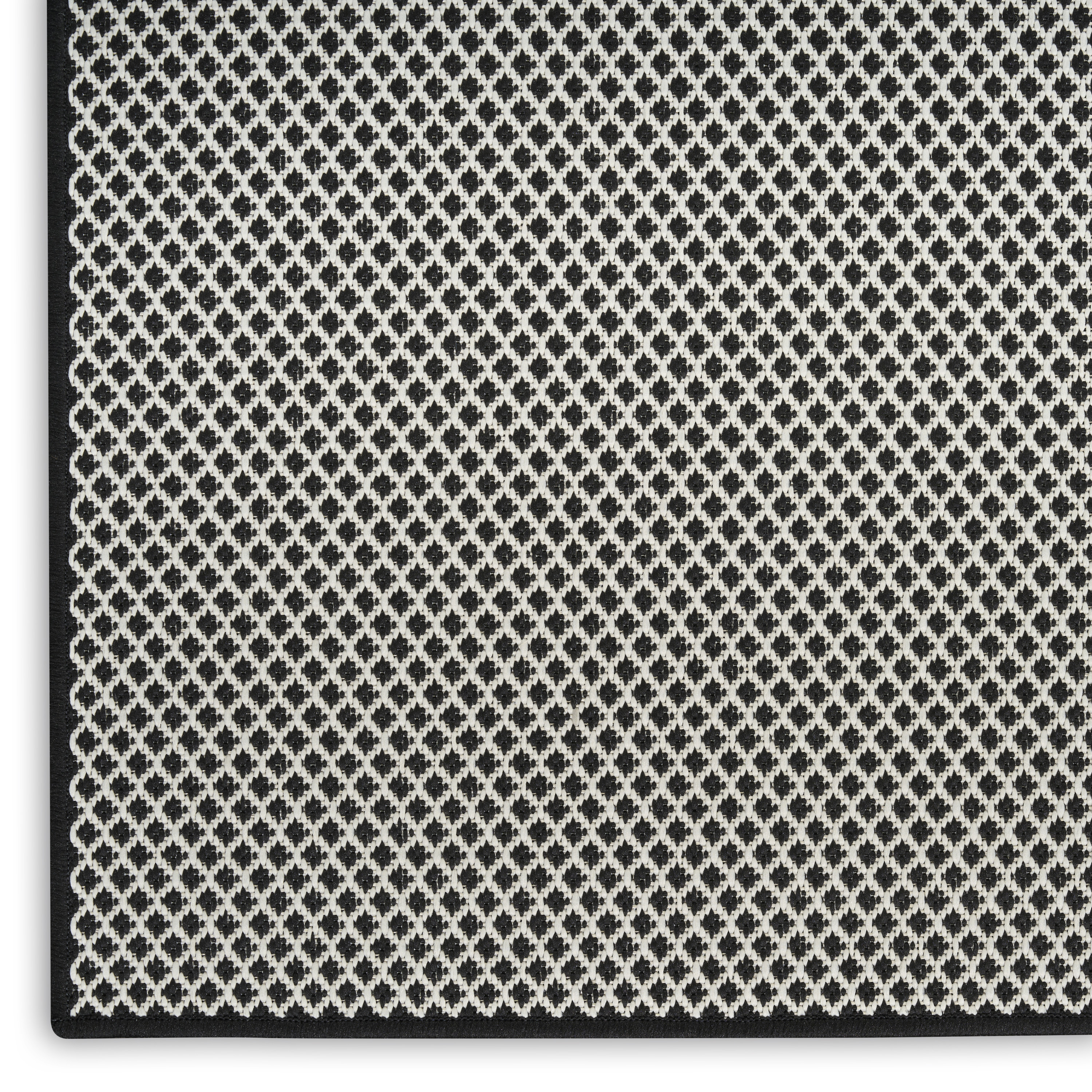 Nourison Courtyard 2'2" x 10' Black White Modern Rug