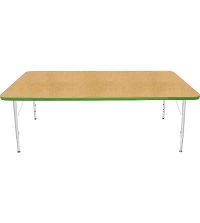 Creative Colors® Activity Table, Rectangle, 36" x 72", Maple Top Color, Sour Apple Edge Color, Standard Leg Height, Platinum Sil