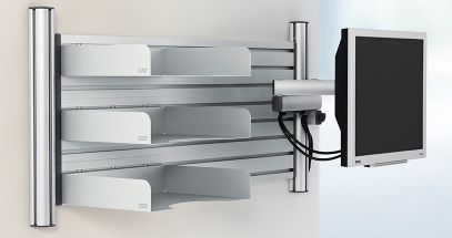 The wall mount design helps maximize limited workspace.