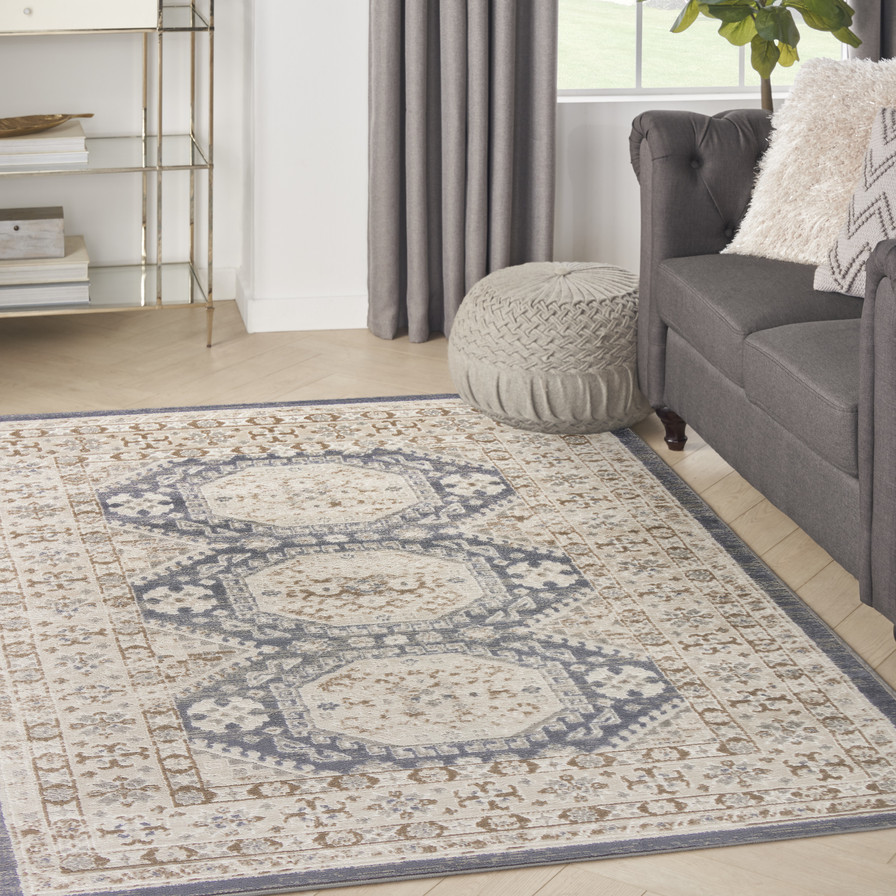Nourison Serenity Home 3'11" x 5'11" Ivory Blue Vintage Indoor Rug