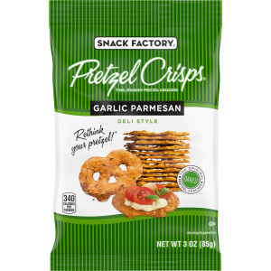 Snack Factory® Pretzel Crisps, Garlic Parmesan, On-the-Go Bag, 3 Oz