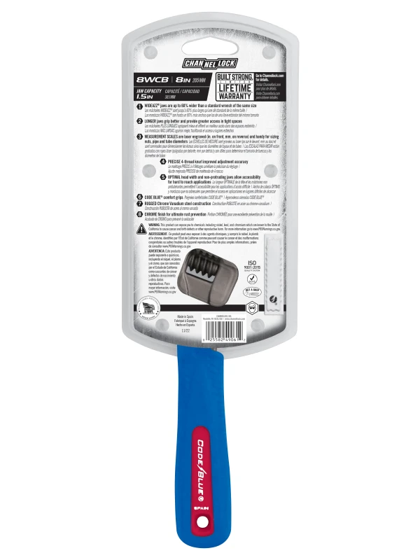 8WCB 8-inch CODE BLUE® WideAzz® Adjustable Wrench
