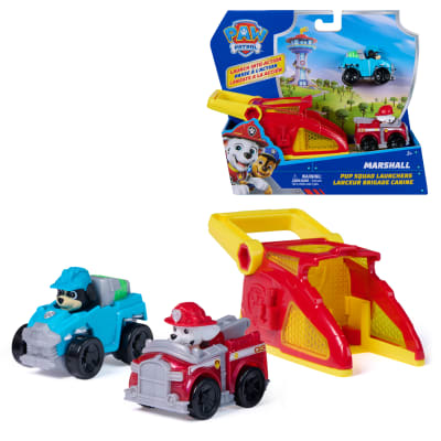 PAW Patrol Marshall Pup Squad Launchers with Rex Vehicle 2-Pack, Kids Toys for Boys and Girls Ages 3 and Up