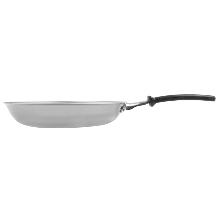 10-inch Tribute® 3-ply fry pan with natural finish and TriVent silicone handle
