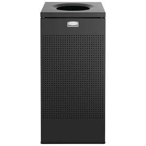 Rubbermaid Commercial, Silhouettes, Open Top, 16 gal, Metal, Black, Square, Receptacle