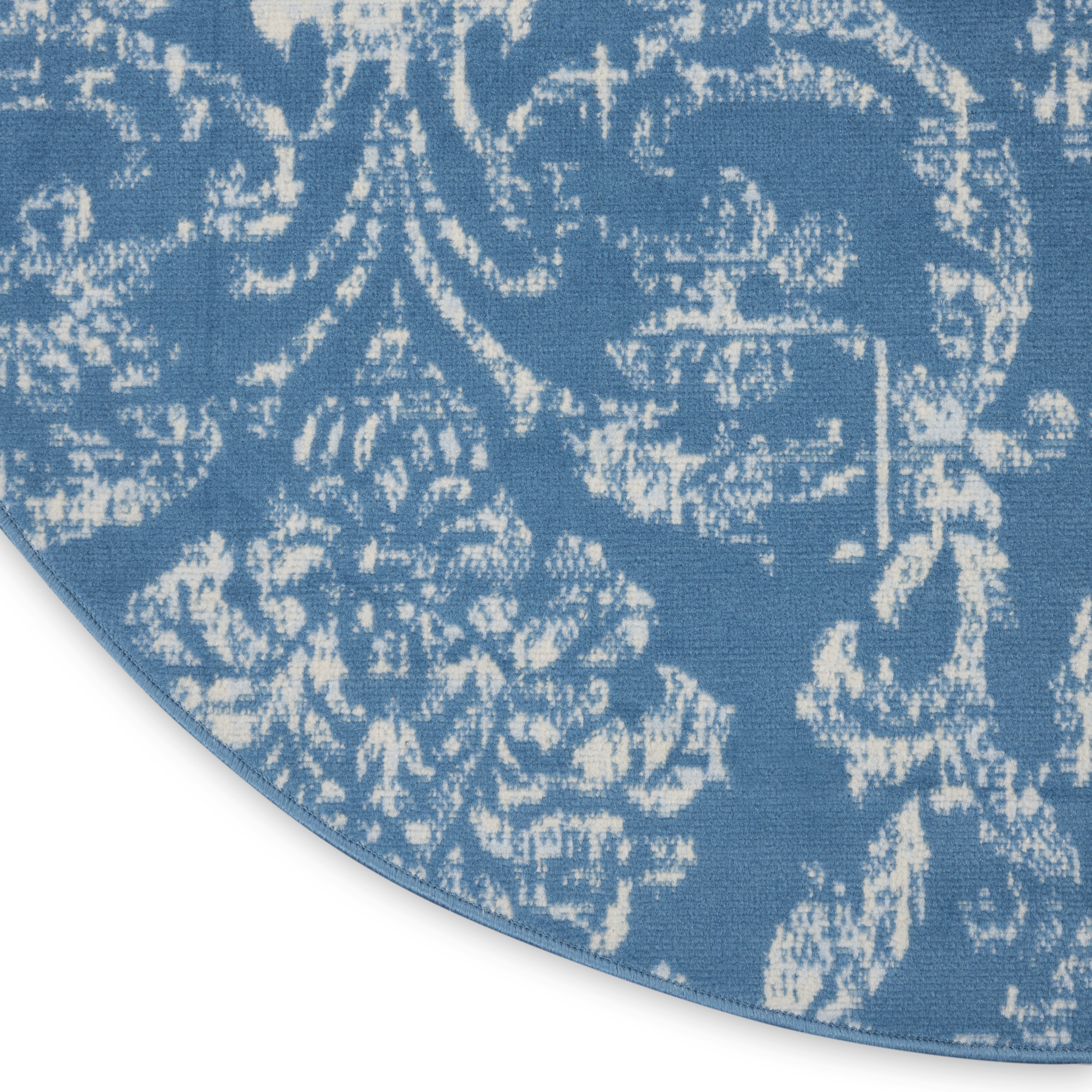 Nourison Jubilant 5'3" x Round Blue Vintage Indoor Rug