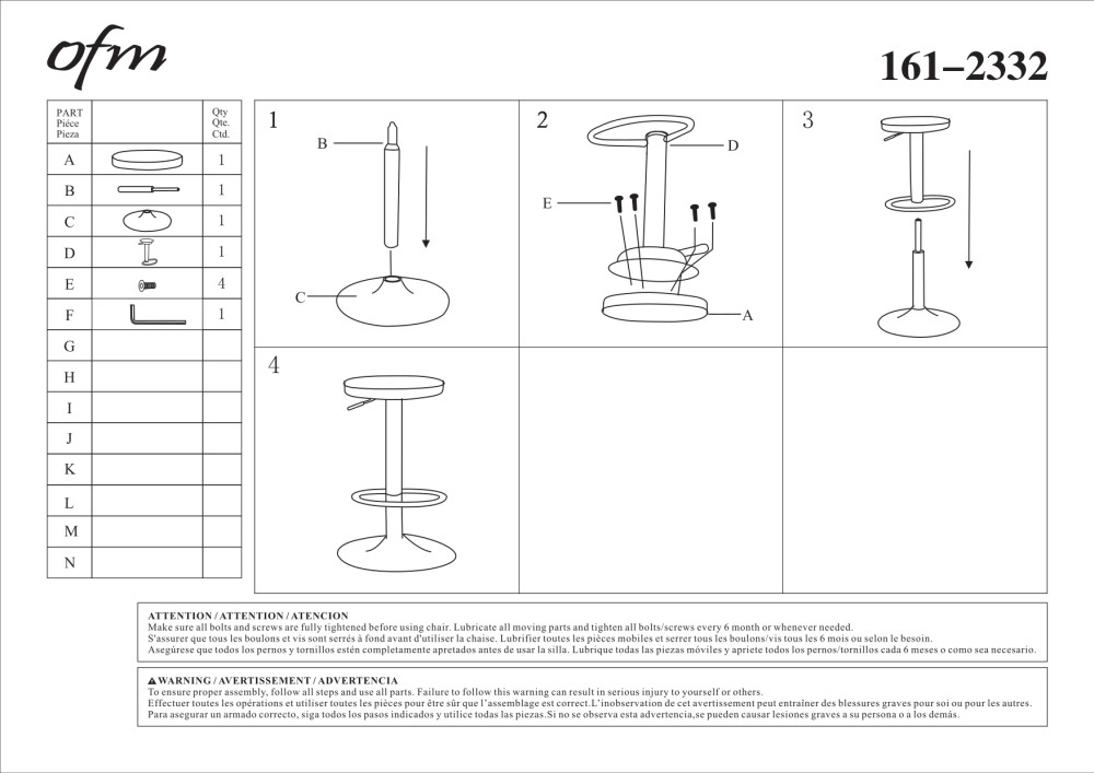 OFM Industrial Modern 2 Backless 23