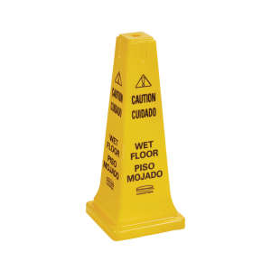 Rubbermaid Commercial, "Caution", Wet Floor Cone, Yellow, 36"