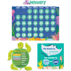Sea Friends Calendar Set Bulletin Board Set, 67 Pieces