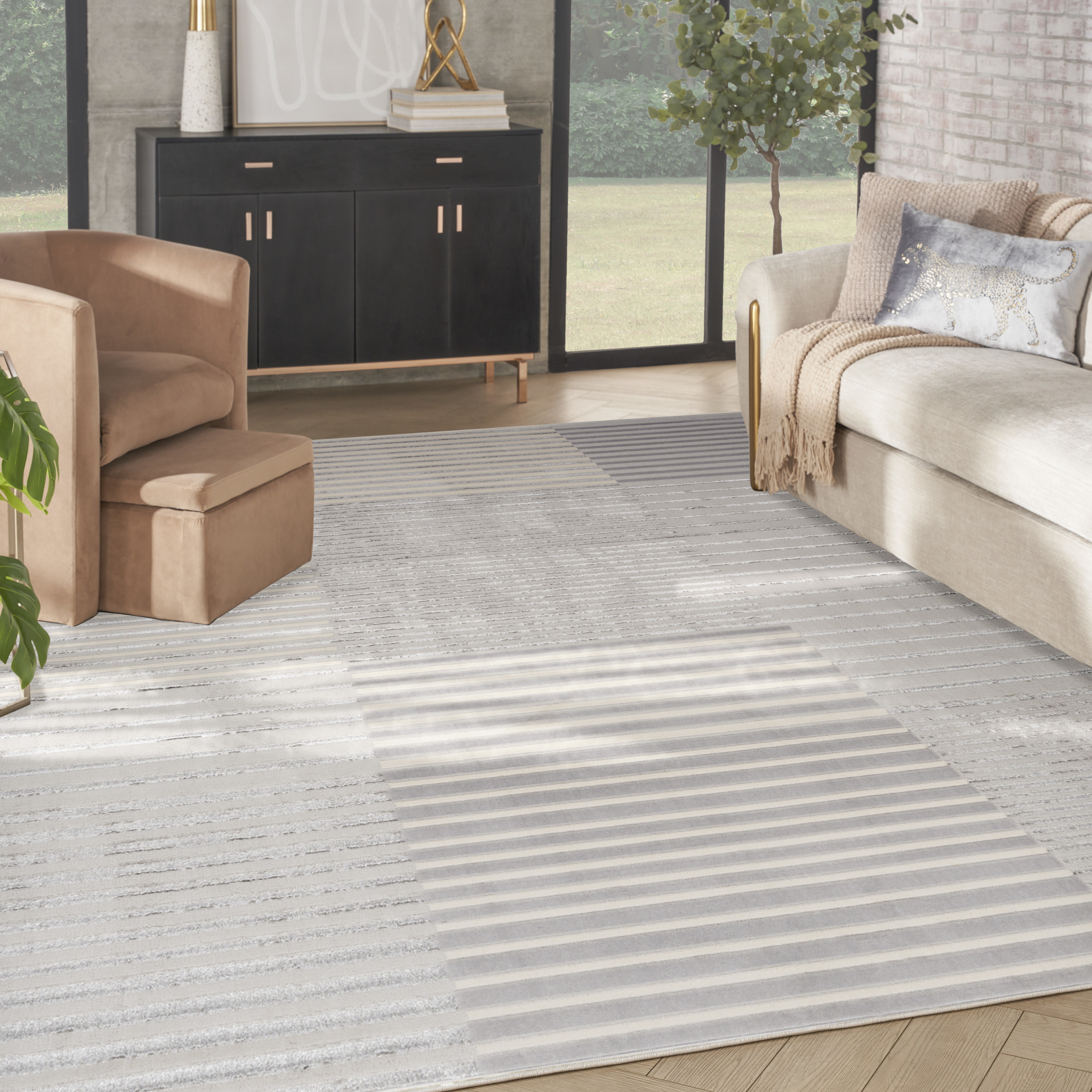 Nourison Splash 9' x 12' Silver Grey Modern Indoor Rug