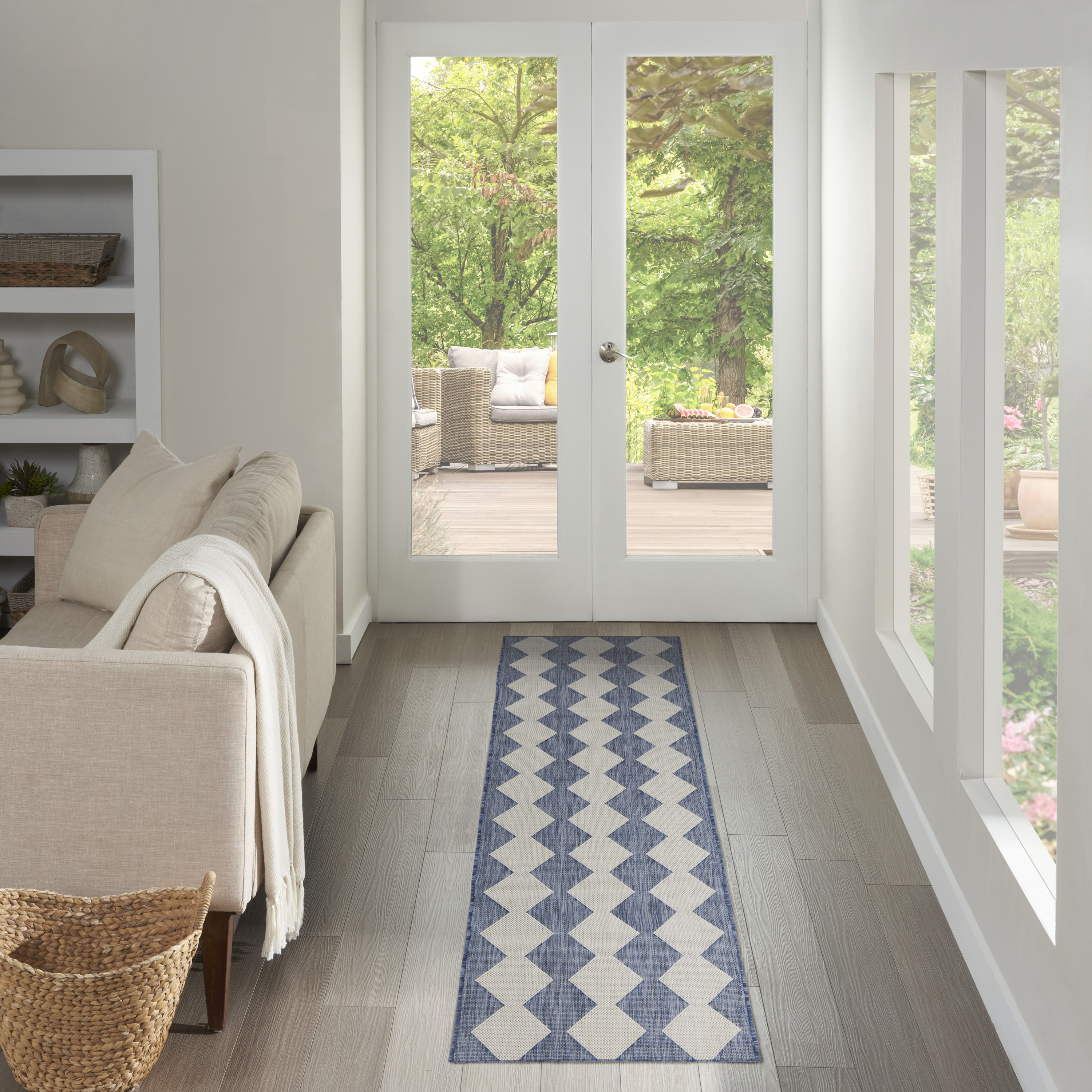 Nourison Positano 2' x 6' Navy Blue Modern Rug