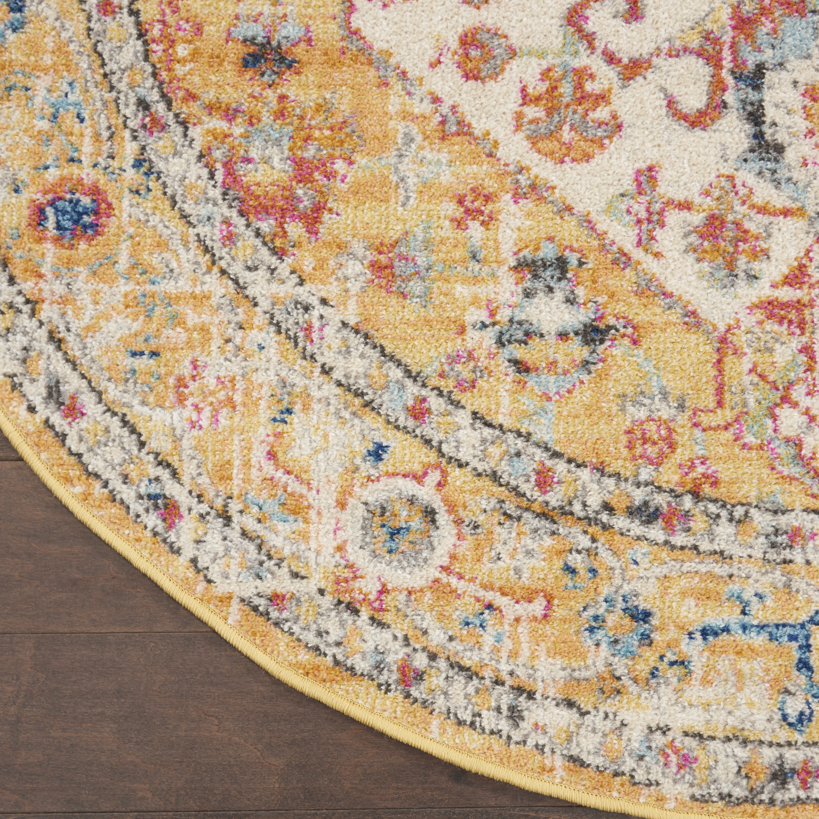 Nourison Passion 4' x Round Ivory Yellow Bohemian Indoor Rug