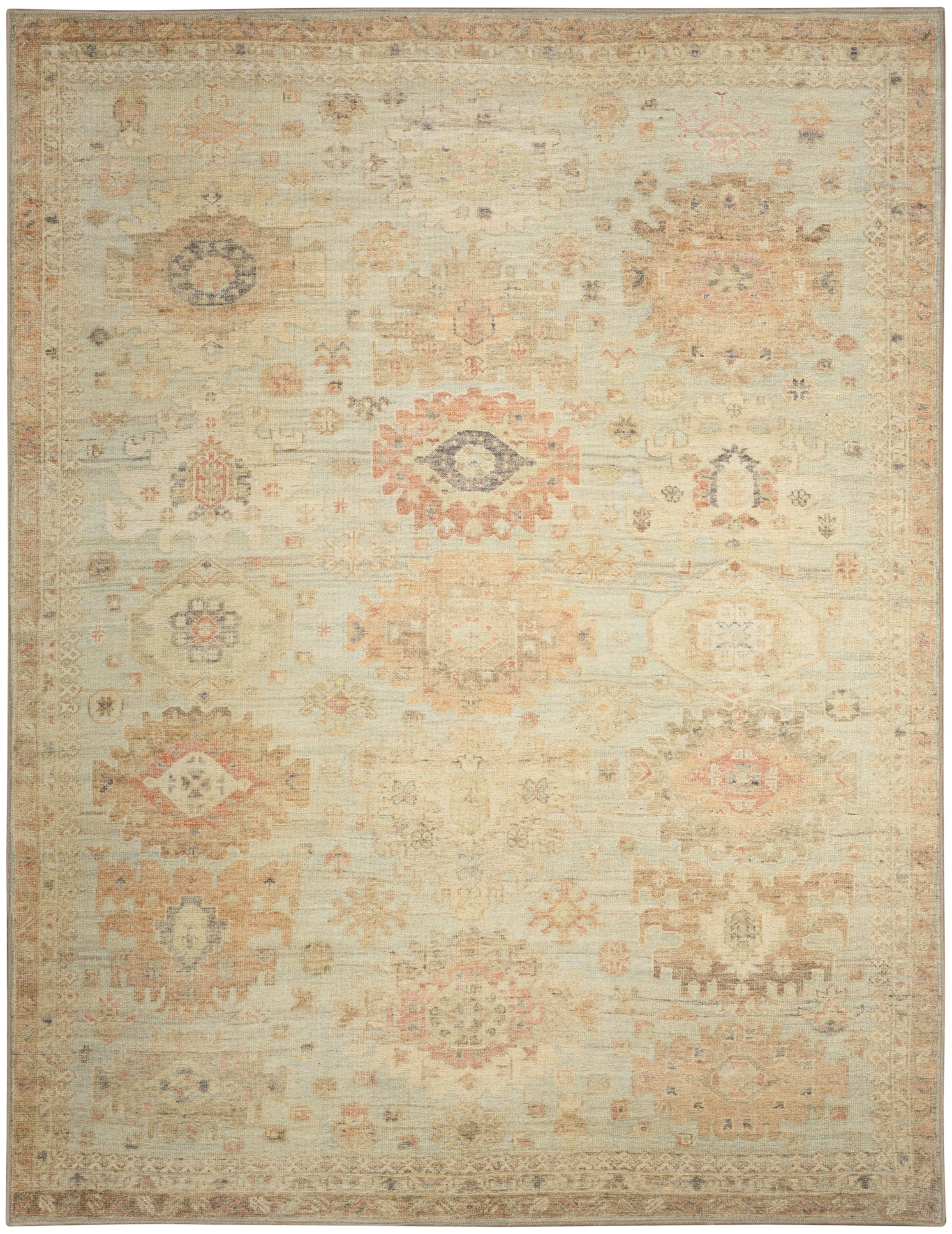 Nourison Vintage Washables 9'10" x 13'2" Sage Multicolor Vintage Indoor Rug