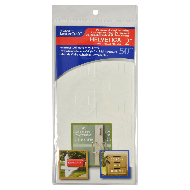 LetterCraft Permanent Vinyl Lettering, Helvetica, 2-Inch, White
