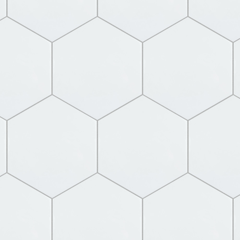 Hexatile Glossy Blanco 7x8 Hexagon Porcelain Wall Only Digital Pattern