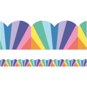 We Stick Together Rainbow Burst Scalloped Bulletin Board Borders, 39 Feet