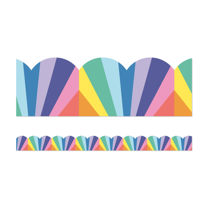 We Stick Together Rainbow Burst Scalloped Bulletin Board Borders, 39 Feet