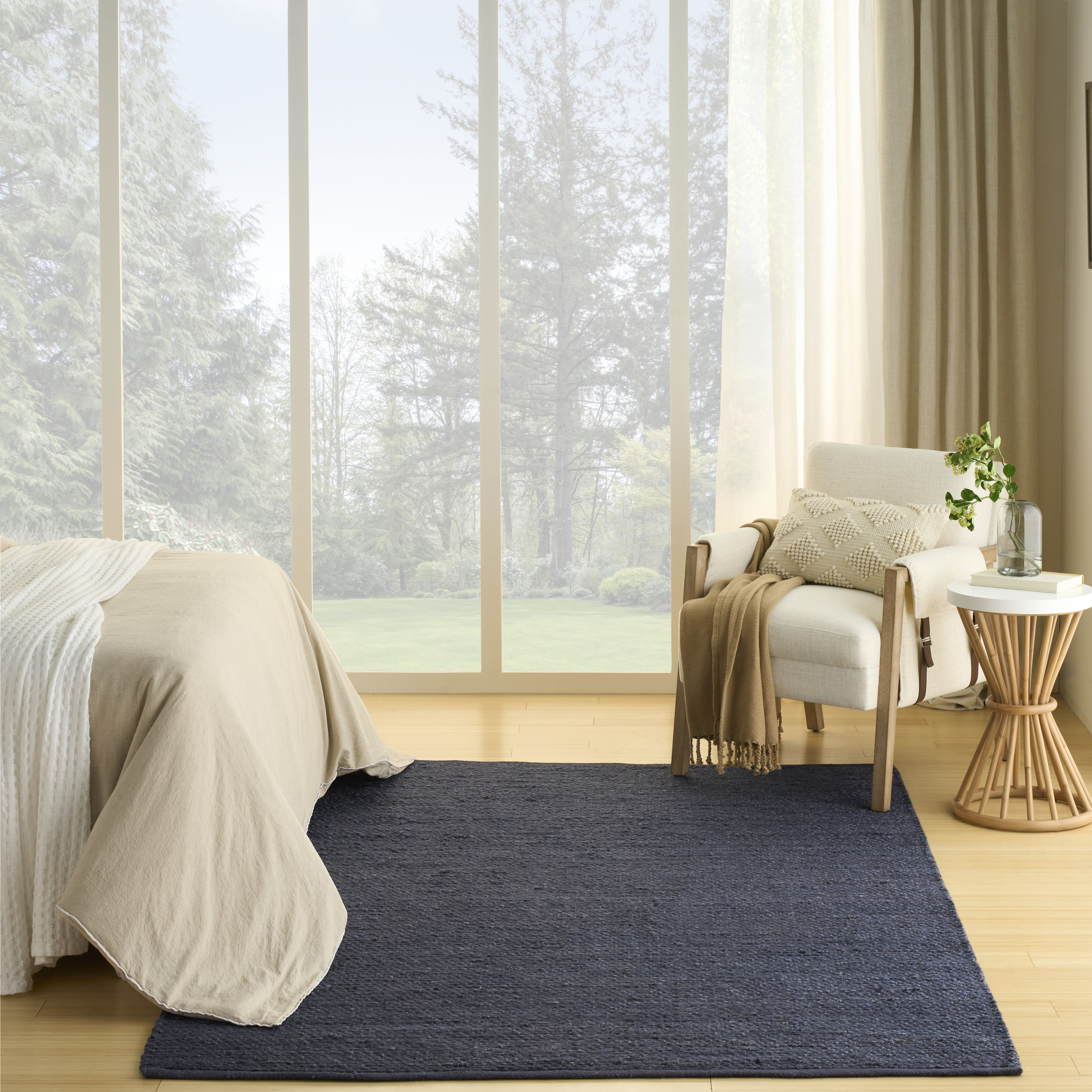 Nourison Natural Jute 6' x 9' Navy Farmhouse Indoor Rug