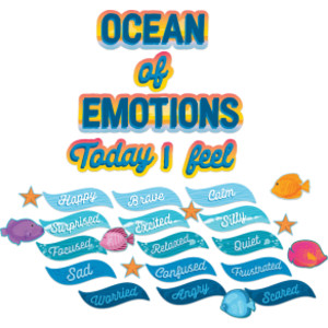 Seas the Day Ocean of Emotions Mini Bulletin Board Set, 31 Pieces