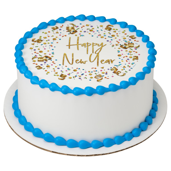 Happy New Year Confetti PhotoCake® Edible Image®