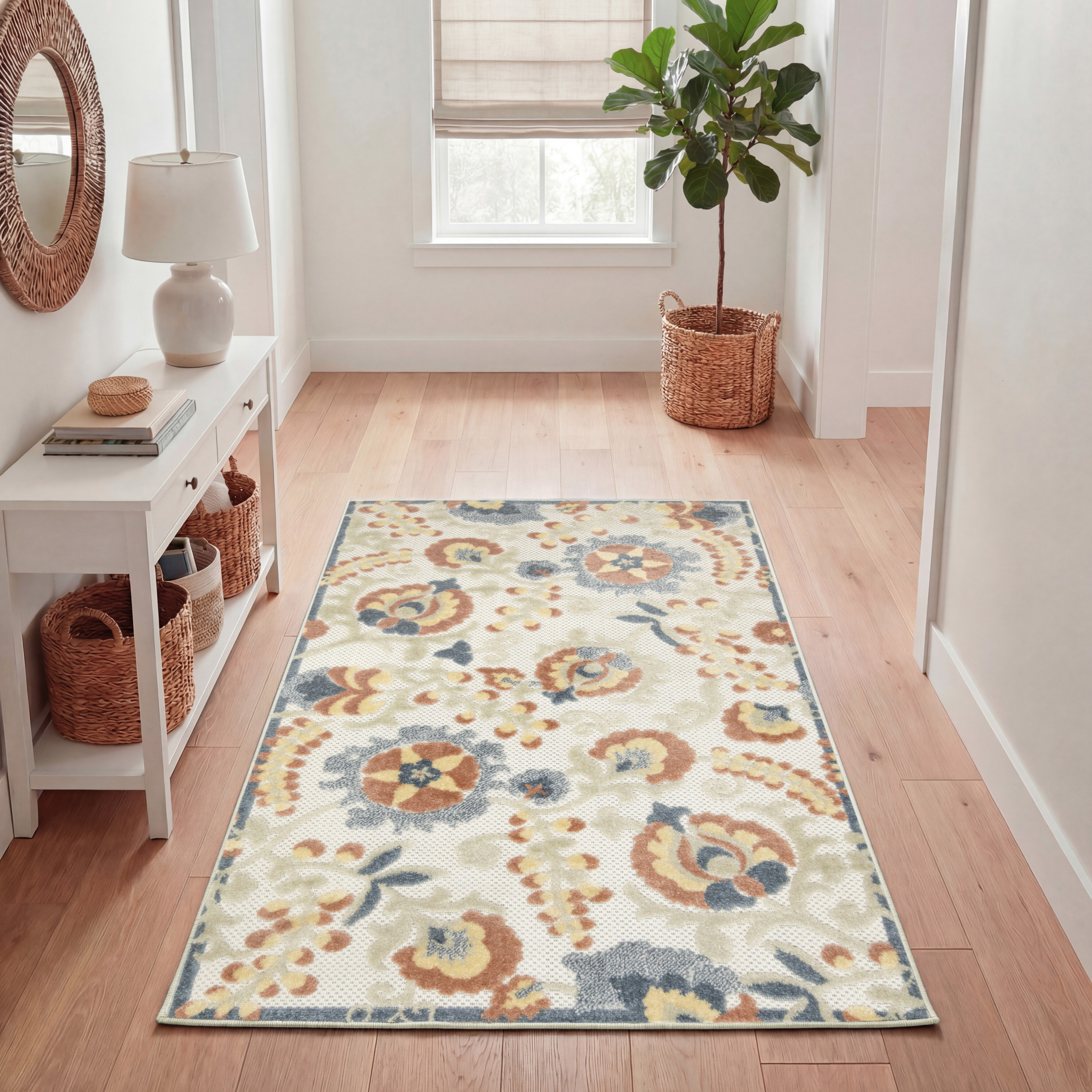 Nourison Aloha 2'8" x 4' Grey Multicolor Farmhouse Rug