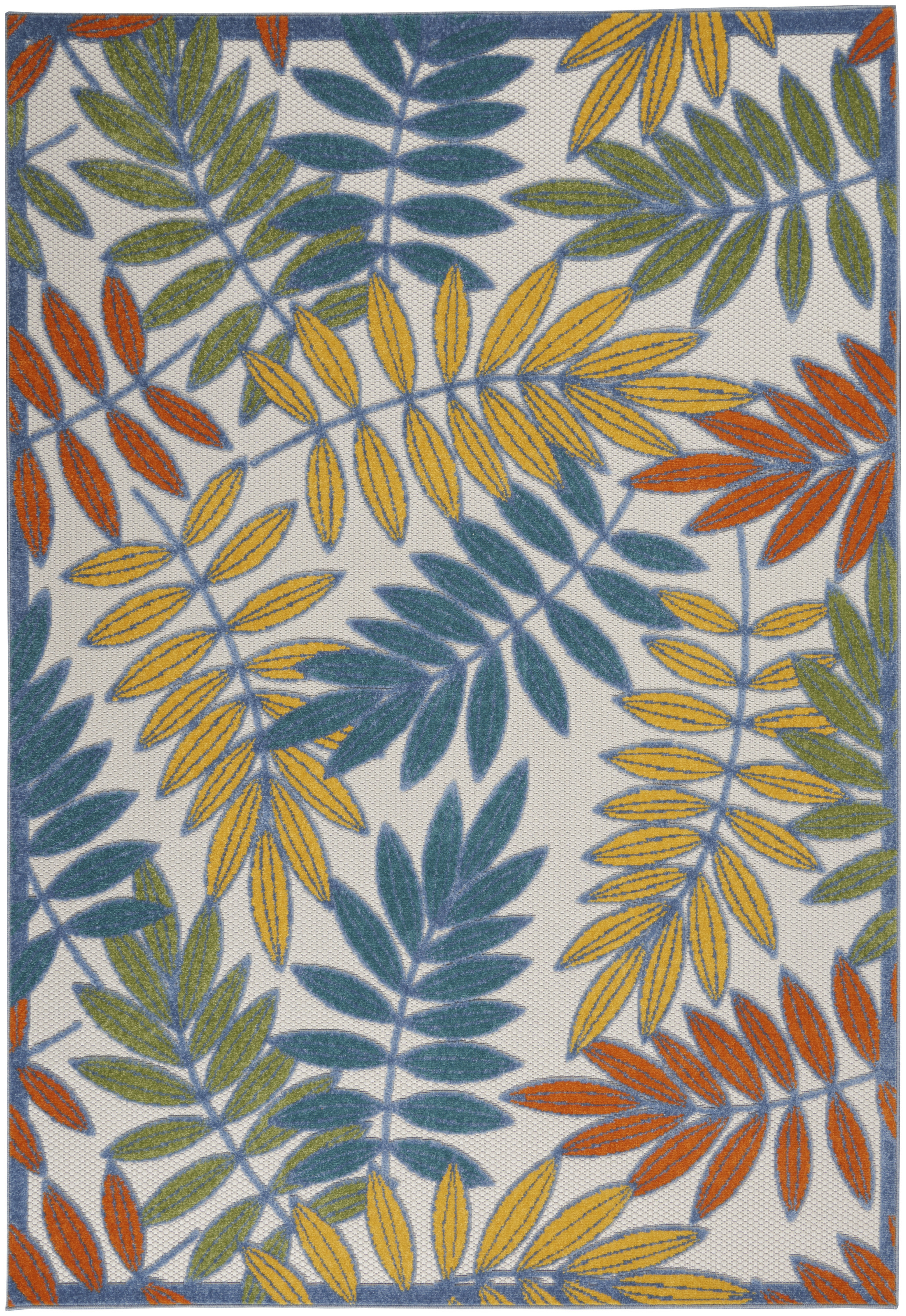 Nourison Aloha 6' x 9' Ivory Multicolor Tropical Rug