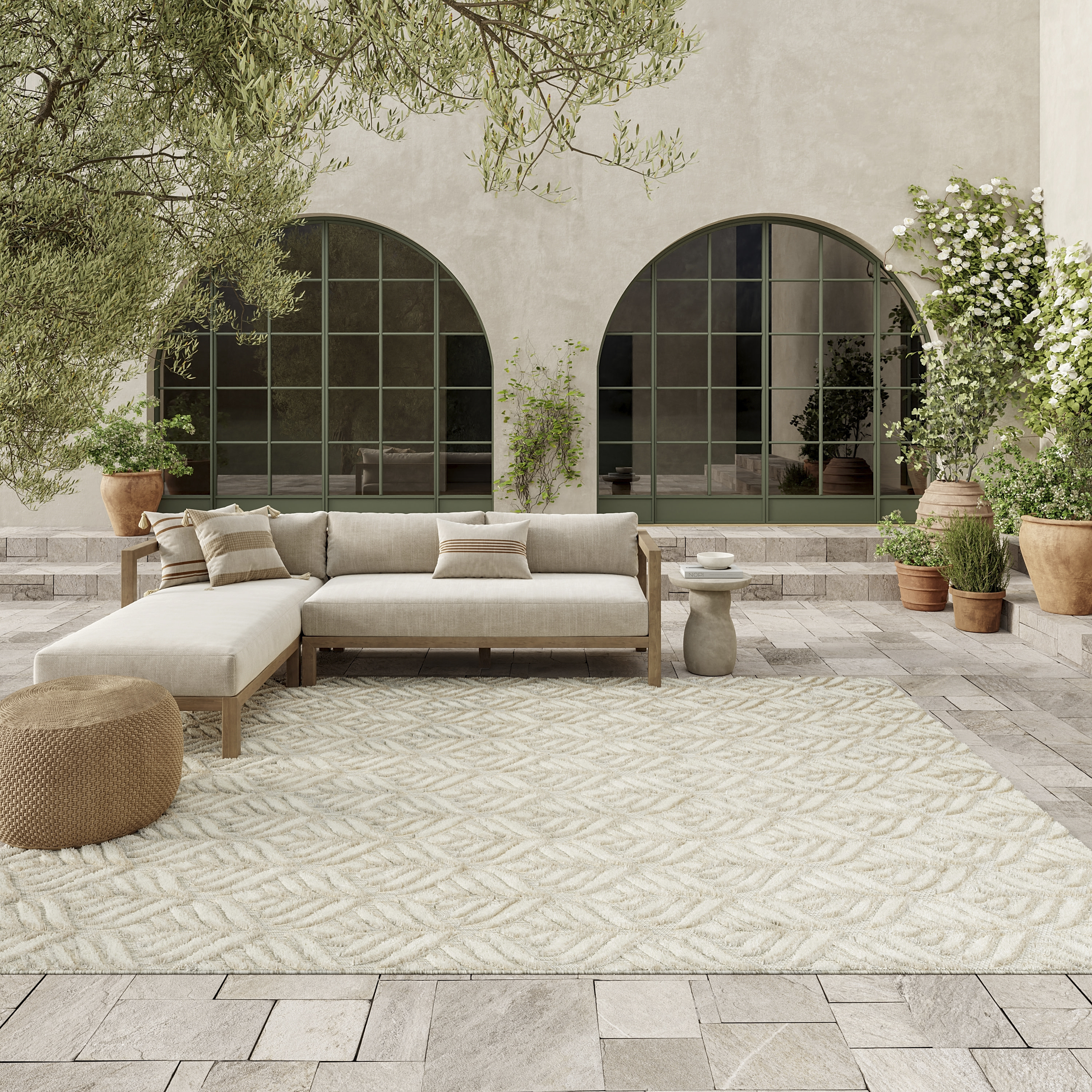 Nourison Aloha 7' x 10' Ivory Grey Tropical Rug