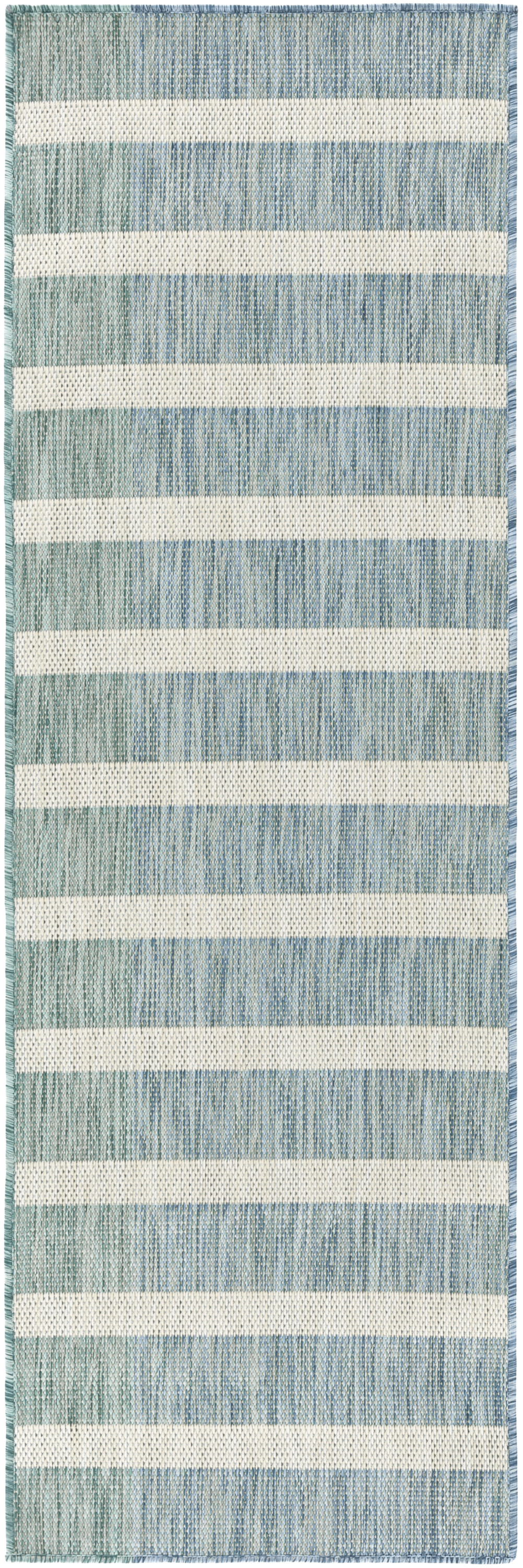 Nourison Positano 2'2" x 8' Aqua Ivory Modern Rug