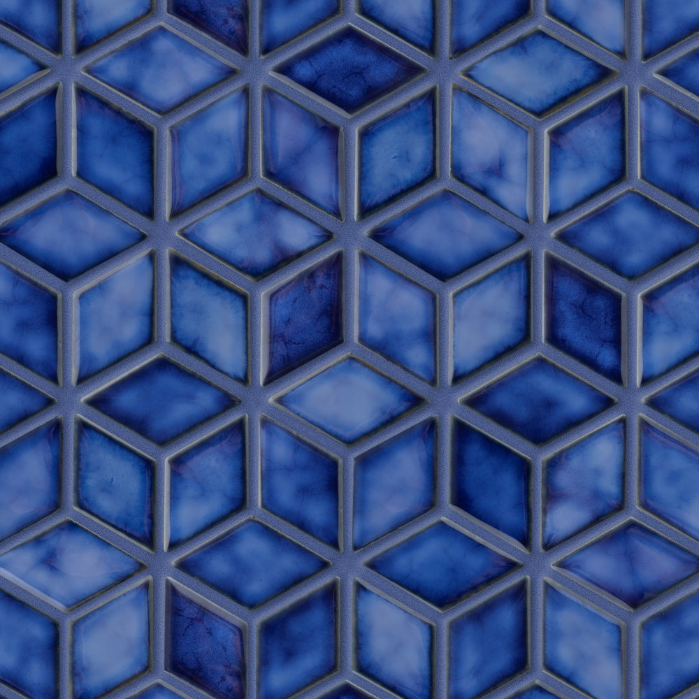 Sample – Hudson Rhombus Sapphire Porcelain Mosaic Tile