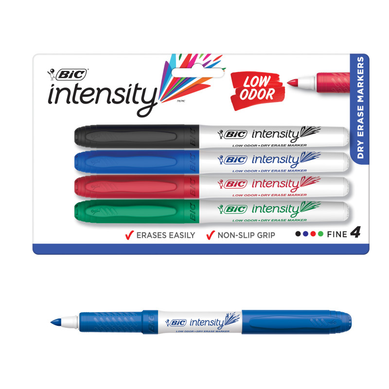 Great Erase® Low Odor Dry Erase Markers, Fine Point, Assorted Colors, Pack of 4