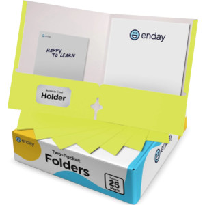 Two-Pocket Paper Folders, Letter Size, Yellow, 25 Pack