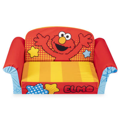 Marshmallow Furniture, Children's 2-in-1 Flip Open Foam Compressed Sofa, Sesame Street’s Elmo