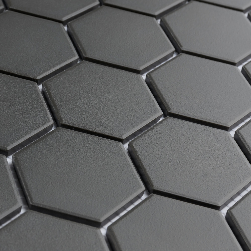 Gotham 2″ Hex Black 11-1/8 in. x 12-5/8 in. Porcelain Mosaic Tile