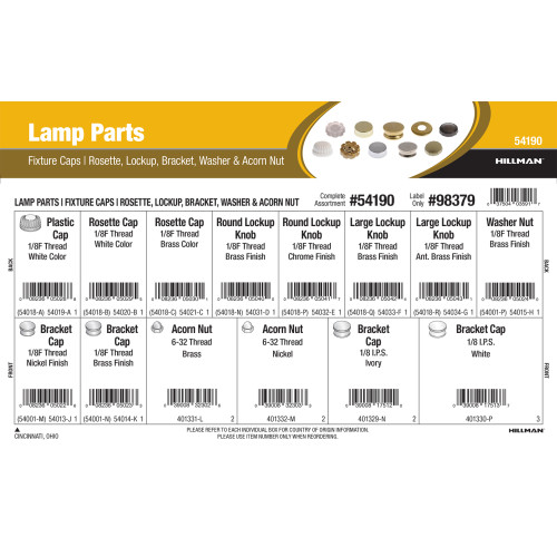 Lamp Parts Assortment (Fixture Caps)