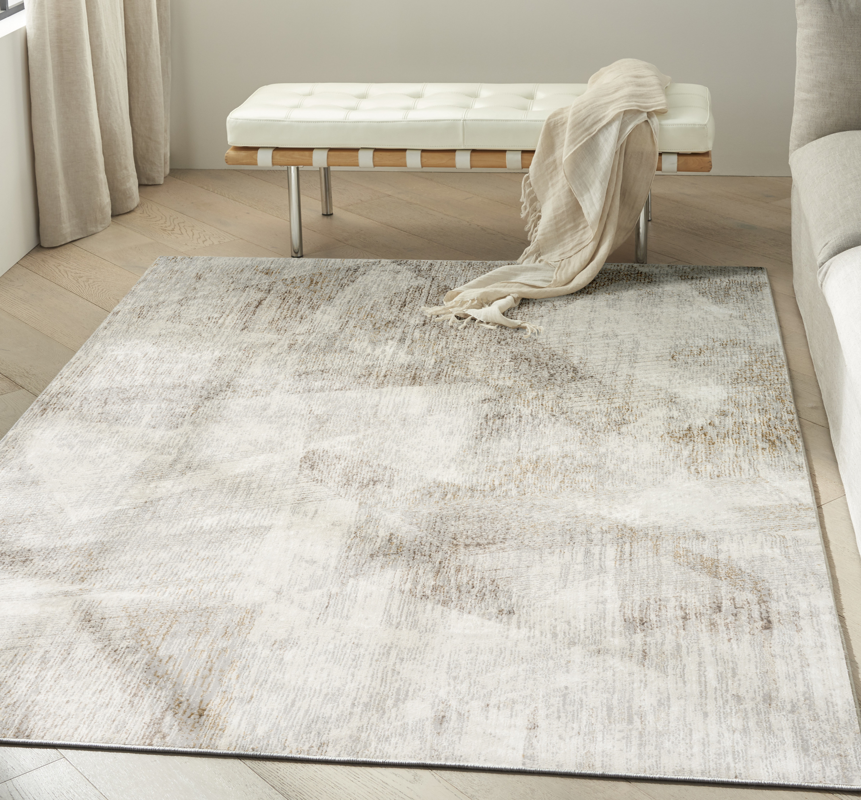 Calvin Klein CK073 Compass 5'3" x 7'3" Ivory Multicolor Modern Indoor Rug