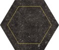 Concert Black 7×6 Gold Hexagon Decorative Tile Matte Rectified