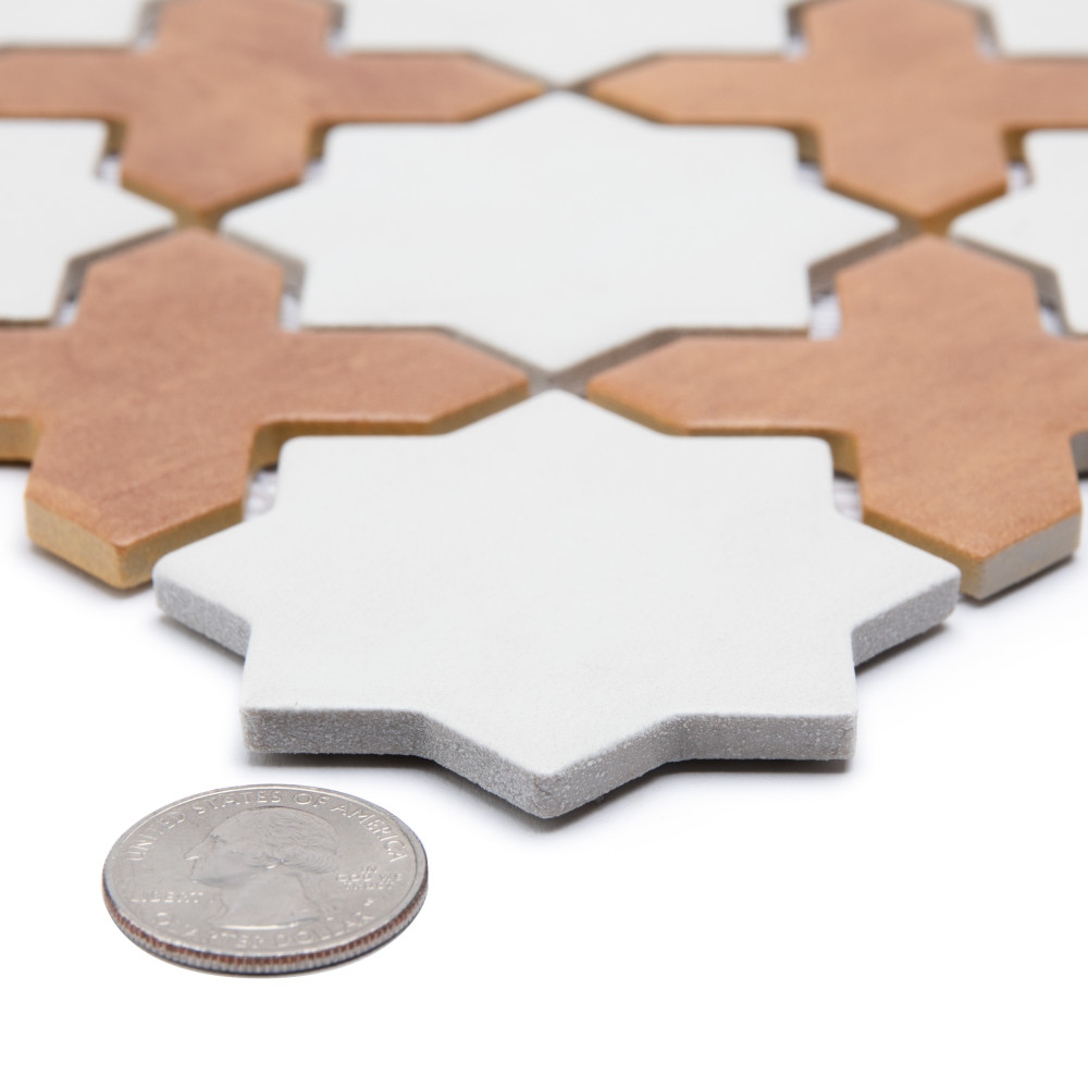 Sentier des Cotto 2″ Cross with White Star 11-7/8 in. x 11-7/8 in. Porcelain Mosaic Tile