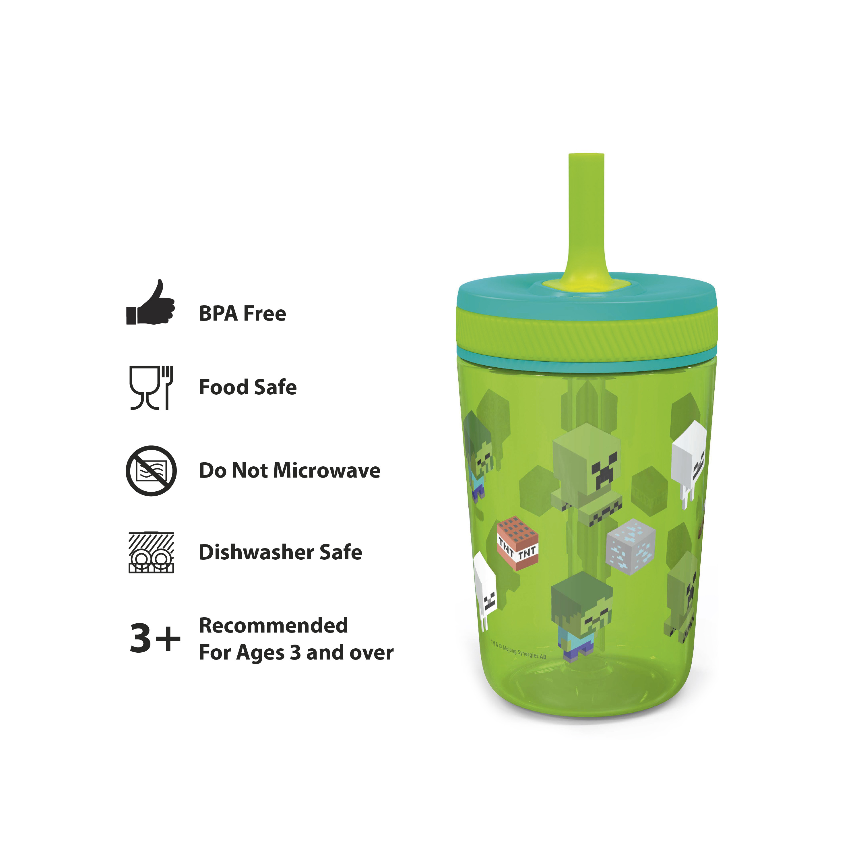 Minecraft 15 ounce Plastic Tumbler with Lid and Straw, Creeper, Ghosts and More, 2-piece set slideshow image 7 Minecraft 15 ounce Plastic Tumbler with Lid and Straw, Creeper, Ghosts and More, 2-piece set slideshow image 7