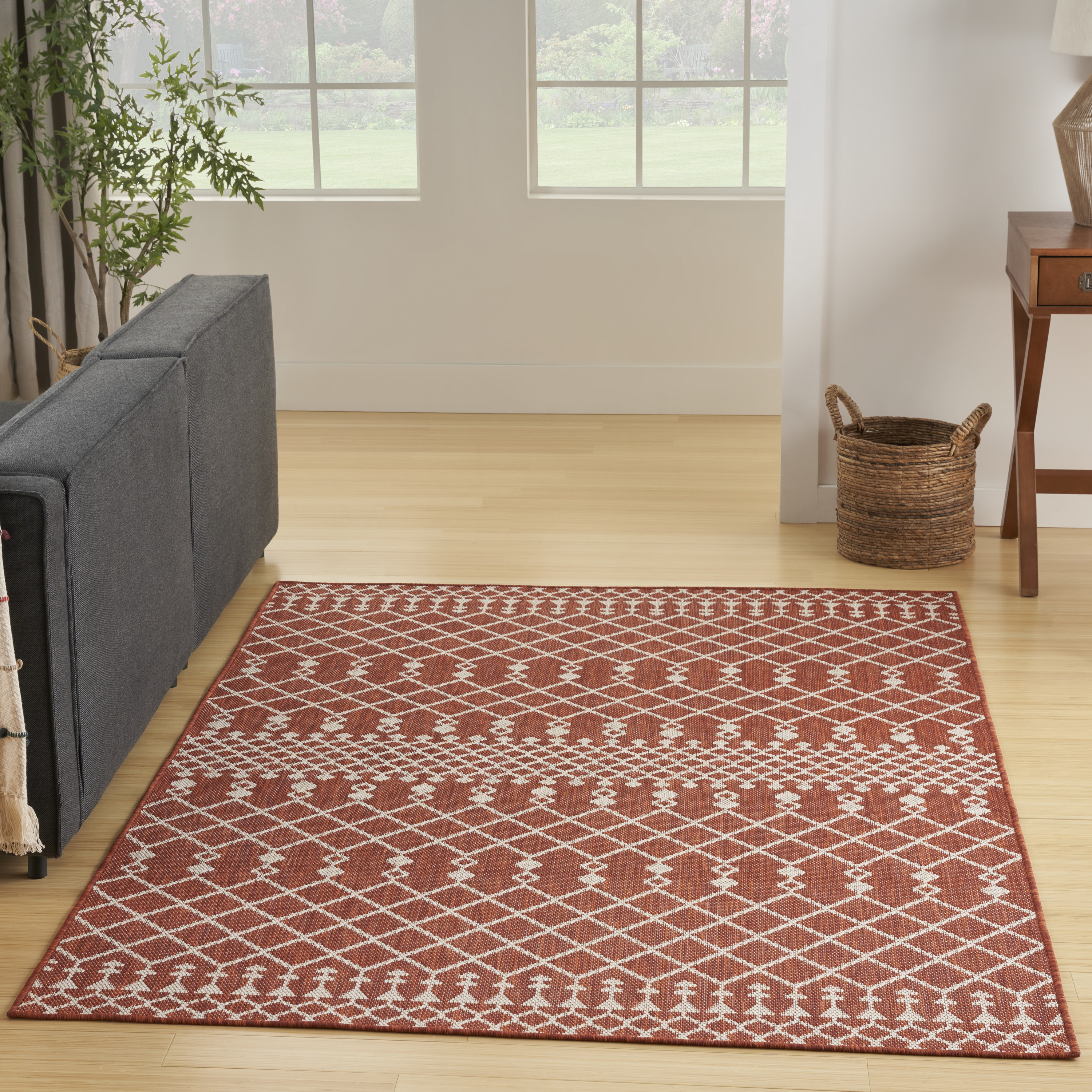 Nourison Positano 6' x 9' Terracotta Modern Rug