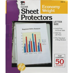 Top Loading Sheet Protectors, Clear, 50 Sheets