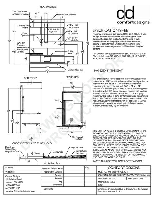 Spec Sheet — Cd Shower Spec Sheet Sst 6238tr 75 1p L Bar
