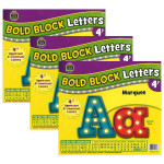 Teacher Created Resources&reg; Marquee Bold Block 4" Letters Combo Pack, 230 Pieces Per Pack, 3 Packs TCR5866-3