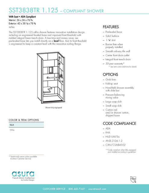 Tech Data Sheet — Cd Shower Tech Data Asura Sst 3838 Tr 1 125