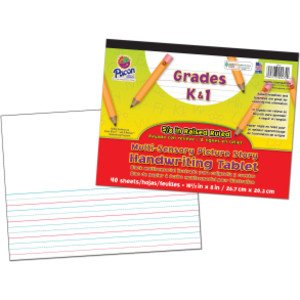 Multi-Sensory Raised Ruled Tablet, Tape Bound, 5/8" x 5/16" x 5/16" Picture Story Ruled Long, 10-1/2" x 8", 40 Sheets