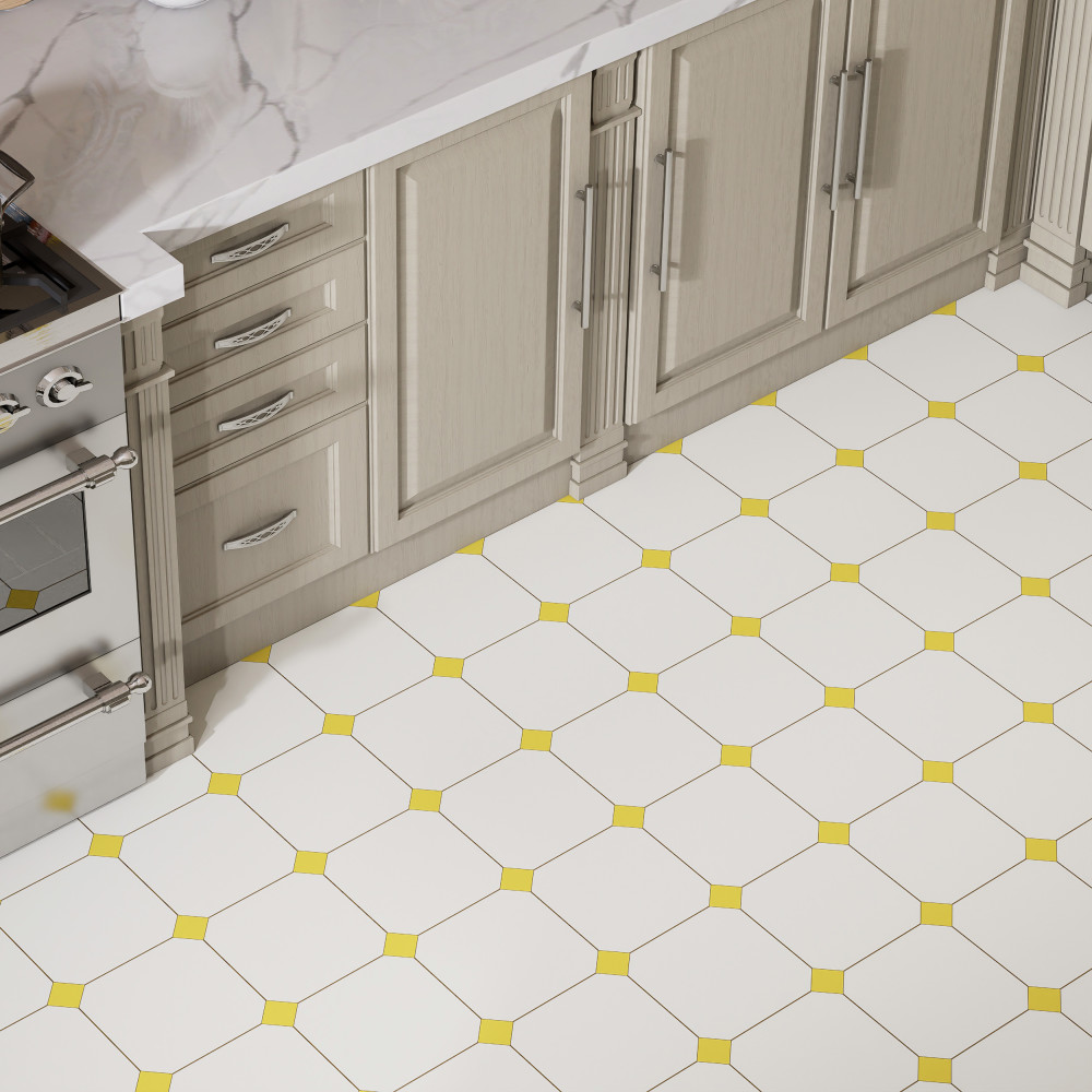 Vaudeville Octagon Nacar with Taco Lima 7-7/8 in. x 7-7/8 in. Porcelain Floor and Wall Tile