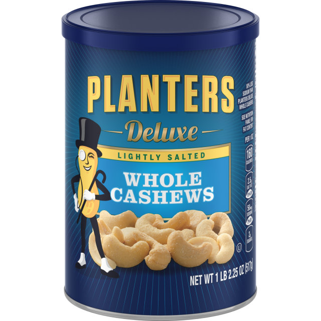 PLANTERS Deluxe Lightly Salted Whole Cashews 18.25 oz Can image